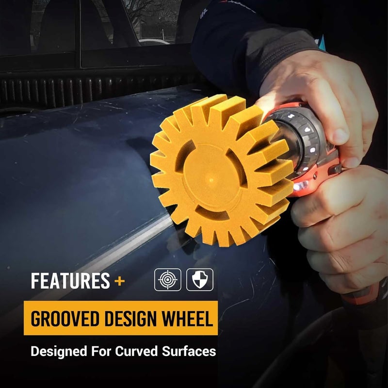 EWK Serrated Decal Eraser Wheel, Rubber Remover Wheel for Drill, Ideal for Adhesives, Pinstripes, and Decals Removal - Image 5